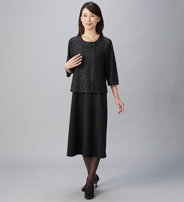 「洗えるストレッチフォーマルアンサンブルセット（ブラックフォーマル（喪服・礼服））」｜詳細画像