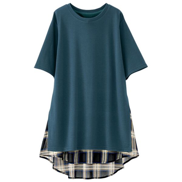 BELLUNA（ベルーナ）の「異素材使いチェック柄チュニック（チュニック）」｜詳細画像