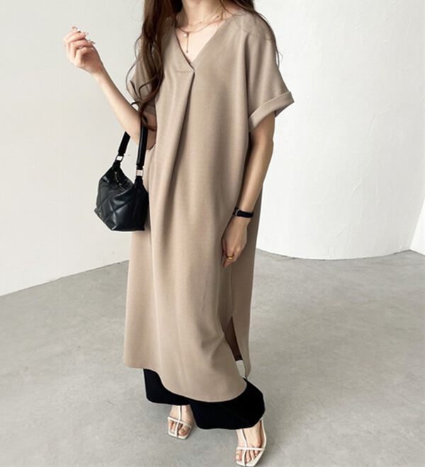 GeeRA（ジーラ）の「ひんやり快適！ジャカードスキッパーワンピ（カットソーワンピース）」｜詳細画像