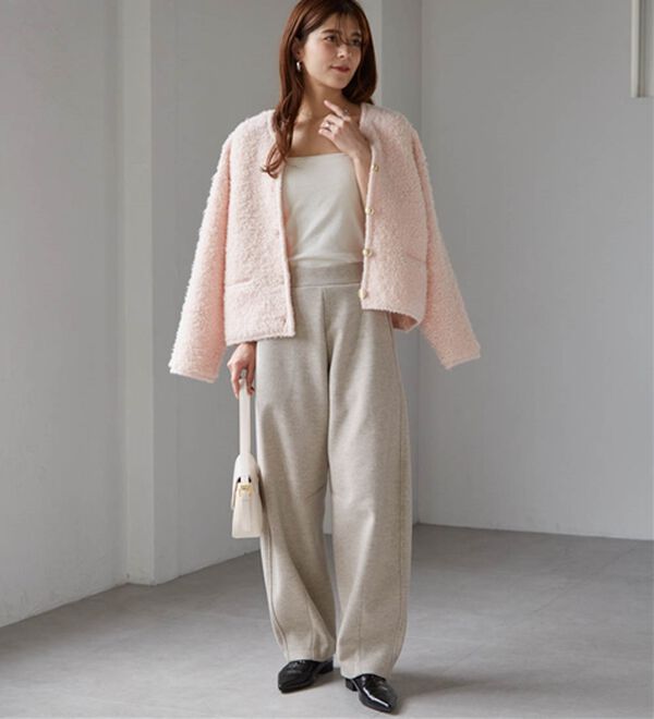 RANAN（ラナン）の「フェイクウールバレルレッグカーブパンツ（フルレングスパンツ）」｜詳細画像