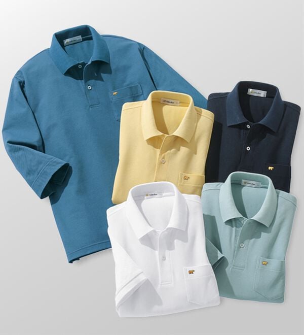 「＜ゴールデンベア＞上質国産ポロシャツ　選べる袖丈（半袖・７分袖）（メンズシャツ）」｜詳細画像