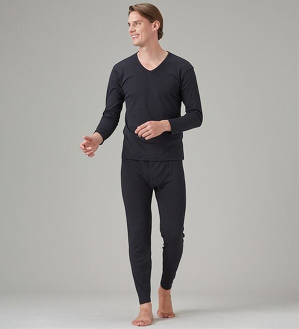 「【３色組】サーモケア（Ｒ）吸湿発熱綿混裏起毛インナー上下３色組（メンズ肌着・インナーウェア）」｜詳細画像