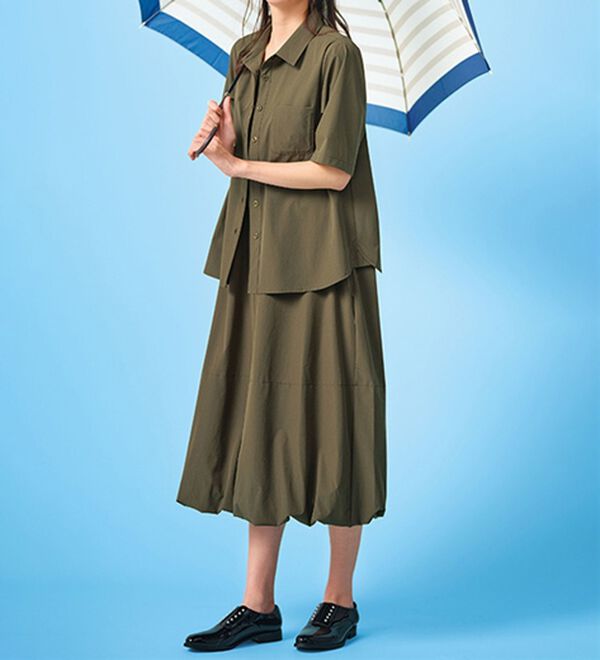 BELLUNA（ベルーナ）の「シャカシャカしづらいはっ水素材！裾ラウンドシャツ（シャツ）」｜詳細画像