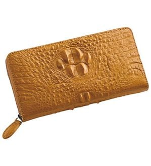 「希少なクラウン付きクロコラウンド長財布（メンズ財布・パスケース）」｜キャメル