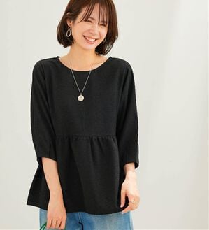 BELLUNA（ベルーナ）の「ジャカード素材ペプラムチュニック（チュニック）」｜黒