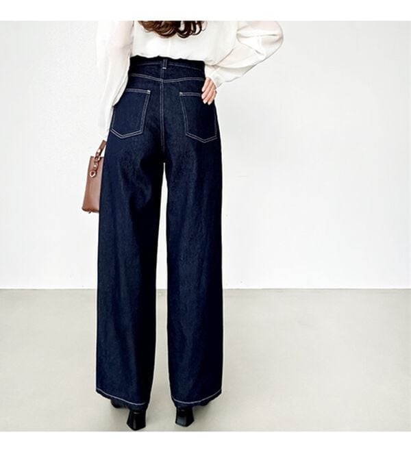 GeeRA（ジーラ）の「ハイウエストストレートデニム（ワイドパンツ・ガウチョ）」｜詳細画像