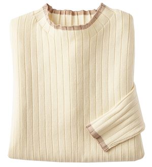 BELLUNA（ベルーナ）の「コットンミックスリブセーター（ニット・セーター）」｜オフ白