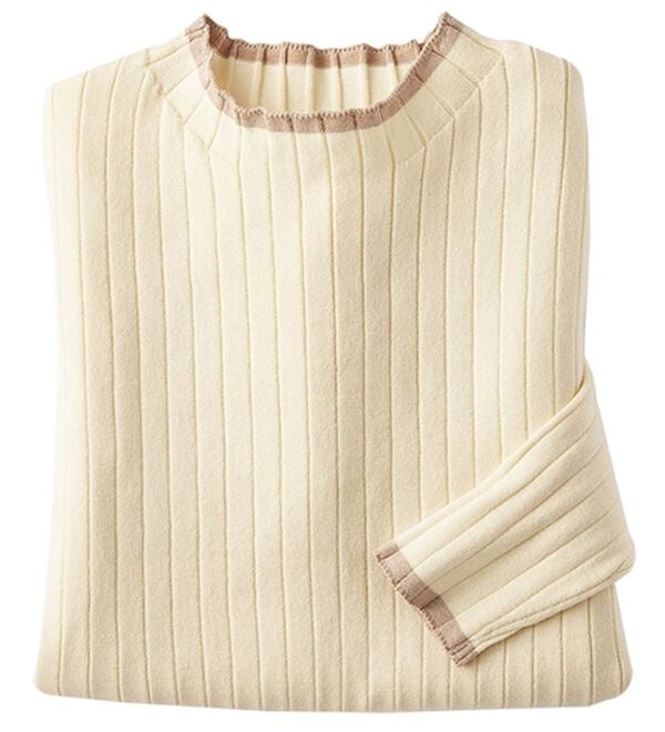 BELLUNA（ベルーナ）の「コットンミックスリブセーター（ニット・セーター）」｜オフ白