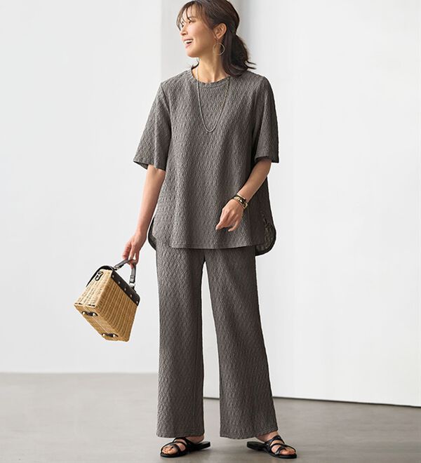 BELLUNA（ベルーナ）の「ぐんと華やぐ！ふくれジャカードセットアップ（セットアップ）」｜詳細画像