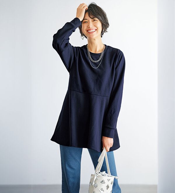 BELLUNA（ベルーナ）の「裏起毛ふくれジャカードペプラムチュニック（チュニック）」｜詳細画像