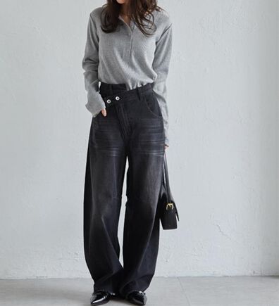 RANAN（ラナン）の「クロスウエストカーブデニム（フルレングスパンツ）」