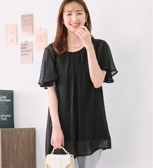 alotta（アロッタ）の「【接触冷感】インナー付シフォンタックチュニック（チュニック）」｜ブラック