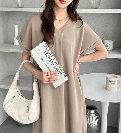 GeeRA（ジーラ）の「ひんやり快適！ジャカードスキッパーワンピ（カットソーワンピース）」