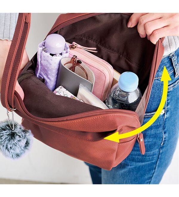 BELLUNA（ベルーナ）の「ガバッと開く！充実収納の３層式ミニショルダー（ショルダーバッグ）」｜詳細画像