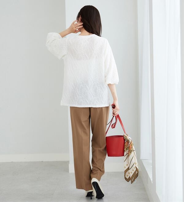 BELLUNA（ベルーナ）の「波柄ジャカードバルーン袖プルオーバー（カットソー）」｜詳細画像