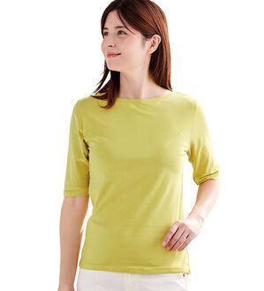 「ボートネック５分袖Ｔシャツ（Tシャツ）」｜詳細画像