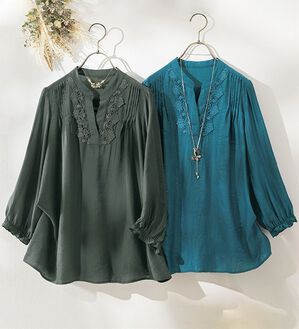 ルフラン（ルフラン）の「レースが可愛いスキッパーブラウス（ブラウス）」｜詳細画像