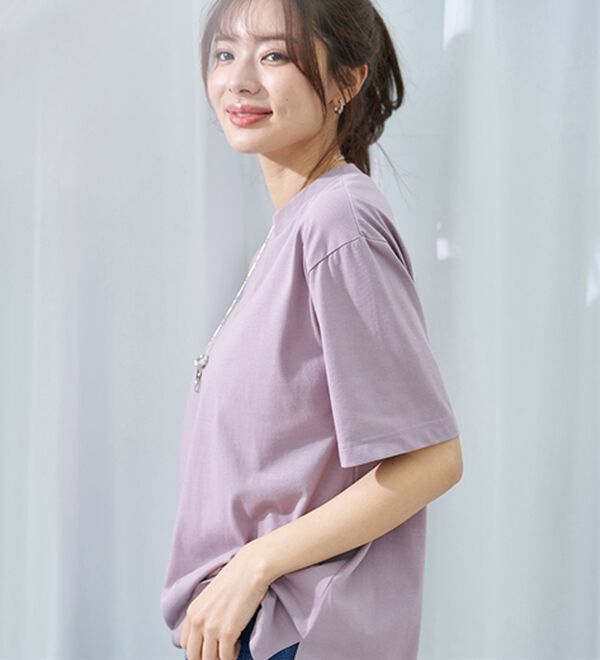 BELLUNA（ベルーナ）の「【選べる袖丈】＜エアリーアイスコットン＞オーバーサイズＴシャツ（カットソー）」｜詳細画像