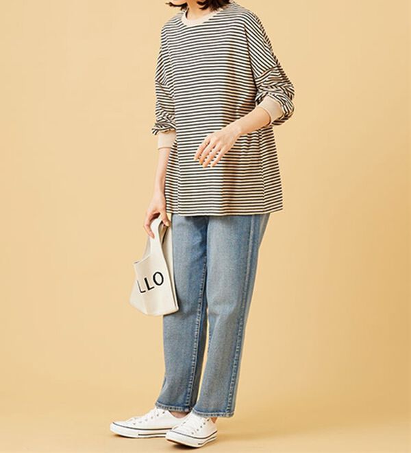 BELLUNA（ベルーナ）の「ゆったり体型カバー！ボーダープルオーバー（カットソー）」｜詳細画像