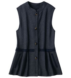 ルフラン（ルフラン）の「杢調ウエスト切替ベスト＜カナリエ＞（ベスト）」｜ブルー