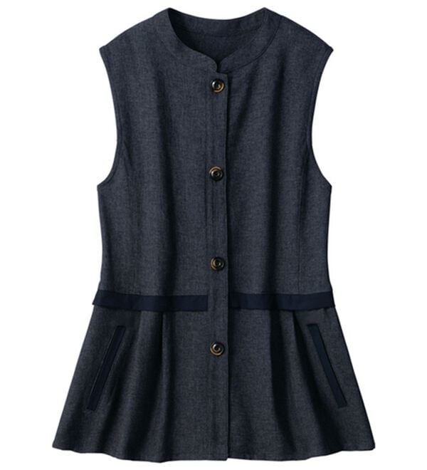 ルフラン（ルフラン）の「杢調ウエスト切替ベスト＜カナリエ＞（ベスト）」｜ブルー