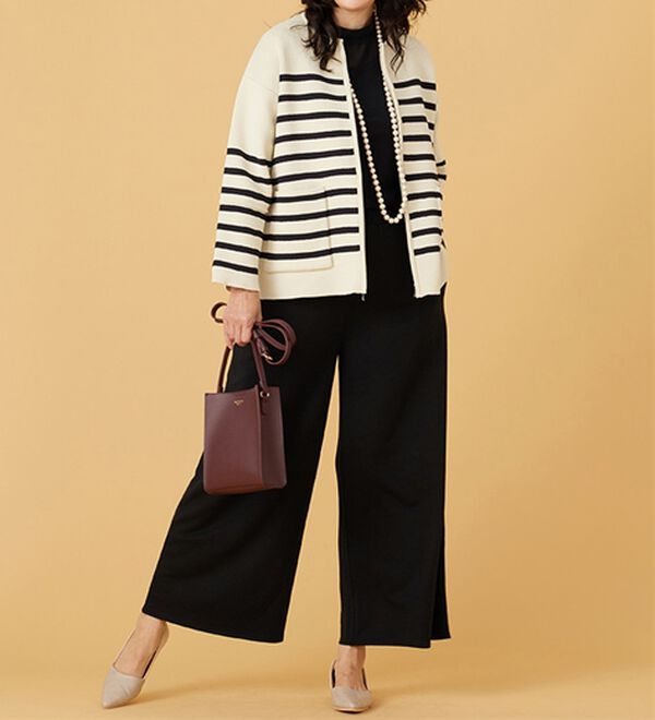 BELLUNA（ベルーナ）の「ウエスト楽々！キレイ見えワイドパンツ（ワイドパンツ・ガウチョ）」｜詳細画像