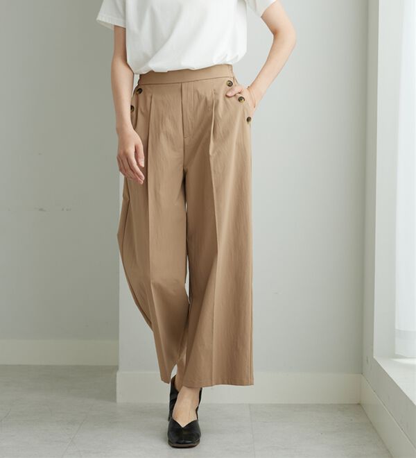 BELLUNA（ベルーナ）の「【ヨコストレッチ・紫外線カット・選べる2丈】サラもちライト快適ワイドパンツ（ワイドパンツ・ガウチョ）」｜詳細画像