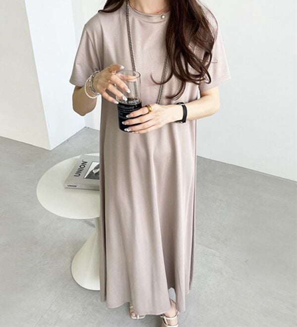 GeeRA（ジーラ）の「【接触冷感】フレアーシルエットロングワンピース（ロングワンピース）」｜詳細画像