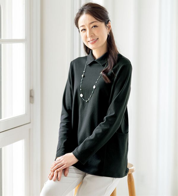 ルフラン（ルフラン）の「柔らかコットン衿付プルオーバー（カットソー）」｜詳細画像