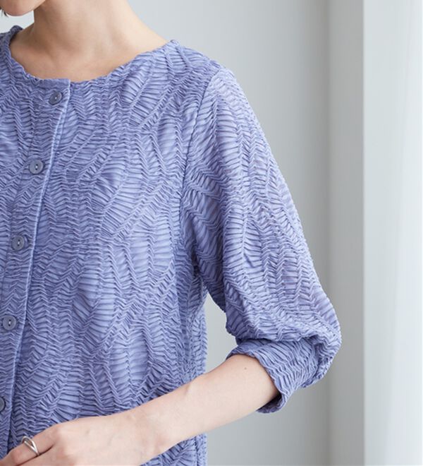 BELLUNA（ベルーナ）の「波柄シアージャカード素材カーディガン（ニットカーディガン）」｜詳細画像