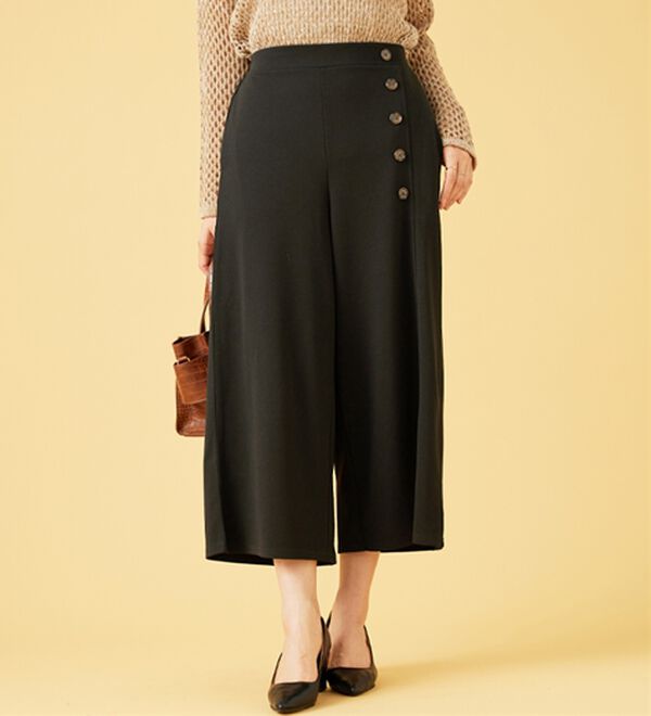 BELLUNA（ベルーナ）の「ジョーゼット素材サイドボタンワイドパンツ（ワイドパンツ・ガウチョ）」｜詳細画像