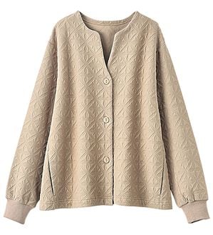 BELLUNA（ベルーナ）の「幾何柄ジャカード素材カーディガン（その他カーディガン）」｜グレージュ