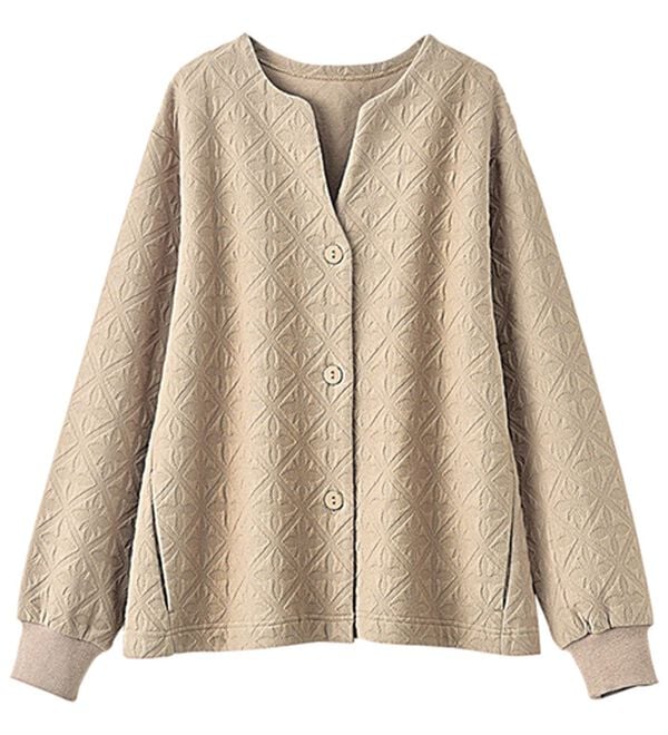 BELLUNA（ベルーナ）の「幾何柄ジャカード素材カーディガン（その他カーディガン）」｜グレージュ