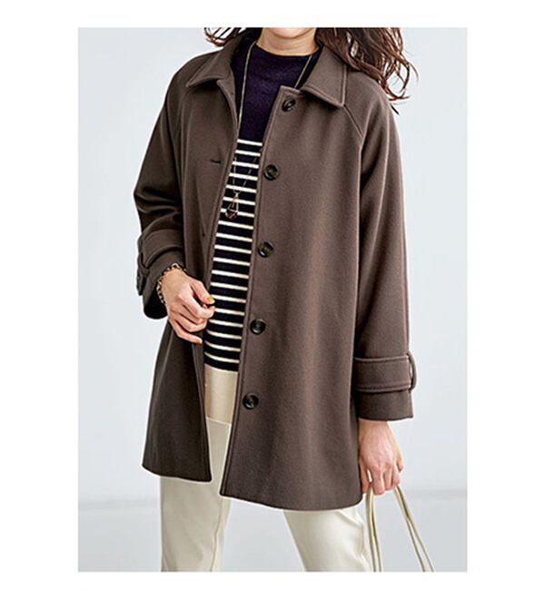 BELLUNA（ベルーナ）の「ウール調ステンカラーミドル丈コート（ハーフコート）」｜詳細画像