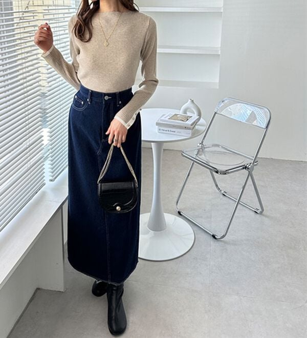 GeeRA（ジーラ）の「袖口ボタン配色ボートネックリブニット（ニット・セーター）」｜詳細画像