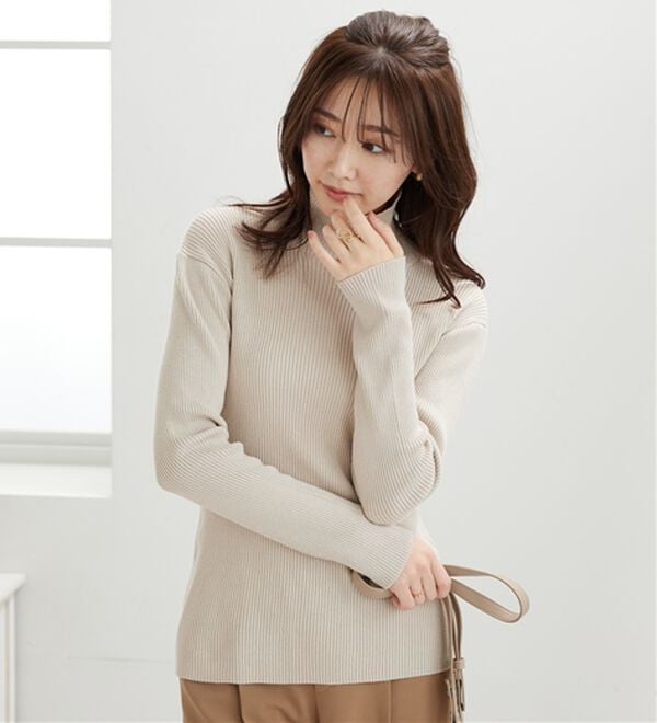 BELLUNA（ベルーナ）の「【安心感あるプチプラニット】リブニットタートルネックプルオーバー（ニット・セーター）」｜詳細画像