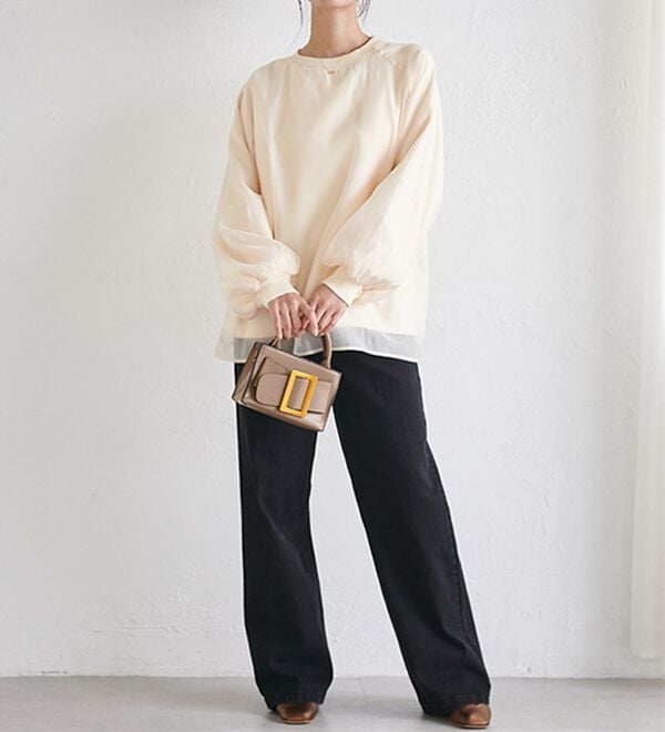 RANAN（ラナン）の「裏起毛シアー素材レイヤードスウェット（カットソー）」｜詳細画像