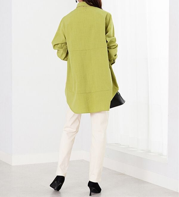 BELLUNA（ベルーナ）の「麻調素材タックデザインシャツチュニック（チュニック）」｜詳細画像
