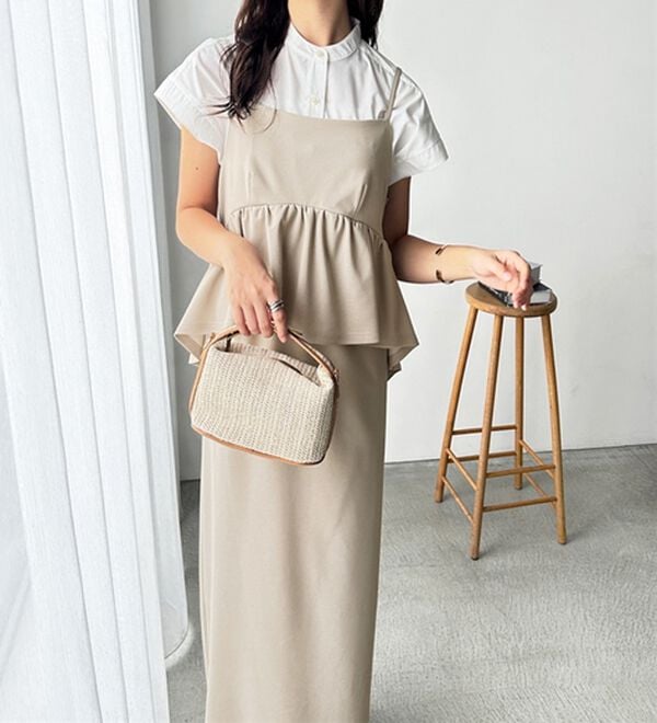 GeeRA（ジーラ）の「楽ちん！ペプラムキャミワンピース（カットソーワンピース）」｜詳細画像