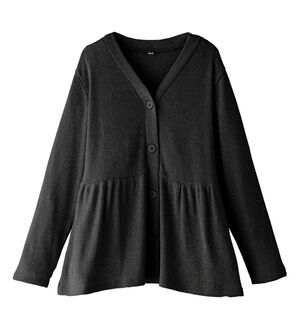 BELLUNA（ベルーナ）の「ラメ調リブ素材ペプラムカーディガン（ニットカーディガン）」｜黒