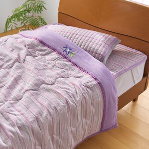 「新さわやか綿しじら刺繍入り軽寝具シリーズ（ボックスシーツ・ベッドシーツ）」｜パープル