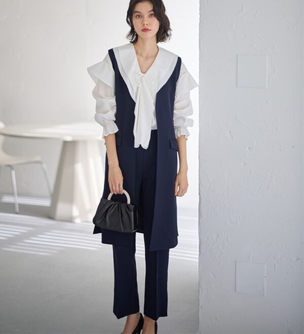 GeeRA（ジーラ）の「【２点セット】ロングジレセットアップスーツ（パンツスーツ）」｜詳細画像