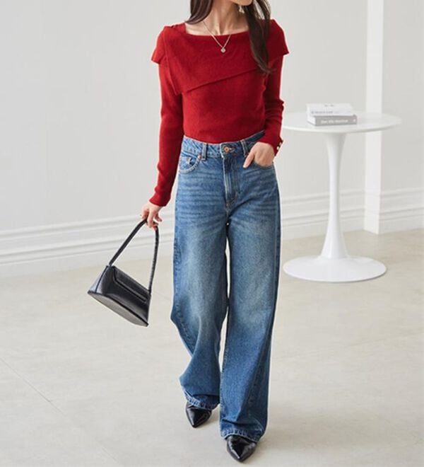 RANAN（ラナン）の「アシメオフショルリブニット（ニット・セーター）」｜詳細画像