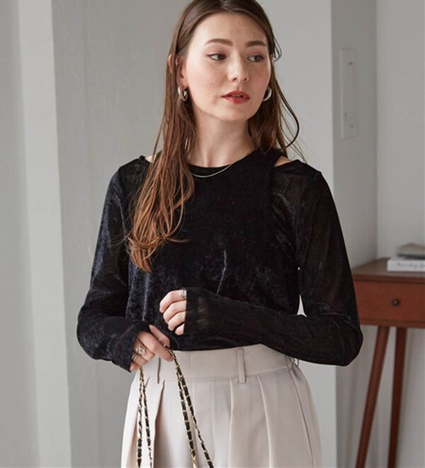 RANAN（ラナン）の「２ＷＡＹレイヤードシアーベロアトップス（カットソー）」｜詳細画像