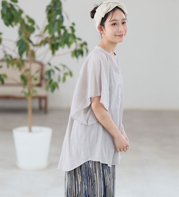 A HAPPY MARILYN（アハッピーマリリン）の「【Ｌ～６Ｌ】【風通るプレミアム】フレアスリーブワイドブラウス（ブラウス）」｜詳細画像