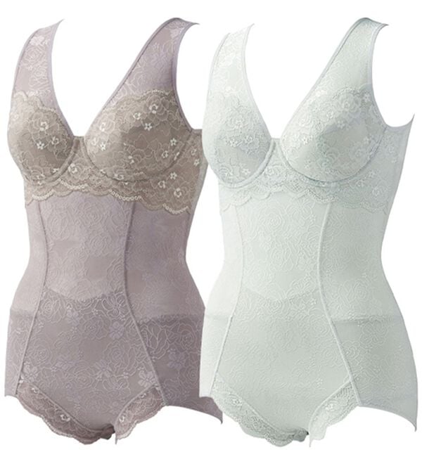 「【２色組】下腹補整ボディスーツ（ボディスーツ・シェイパー）」｜2色組