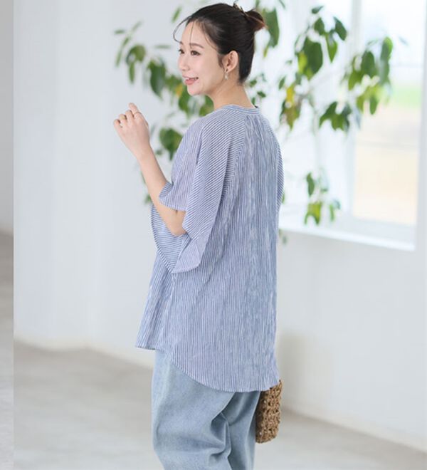 A HAPPY MARILYN（アハッピーマリリン）の「【Ｌ～６Ｌ】【風通るプレミアム】フレアスリーブワイドブラウス（ブラウス）」｜詳細画像