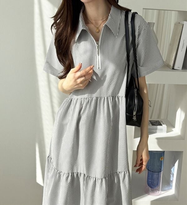 GeeRA（ジーラ）の「サッカーティアードハーフジップワンピース（その他ワンピース）」｜詳細画像