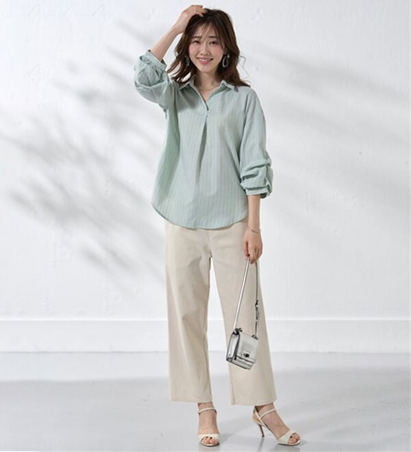 BELLUNA（ベルーナ）の「のびのびストレッチ美脚ストレートパンツ（ワイドパンツ・ガウチョ）」｜詳細画像