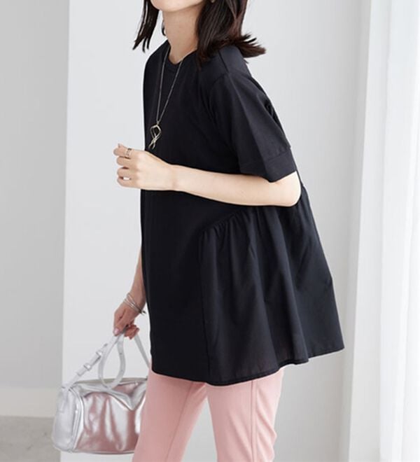 BELLUNA（ベルーナ）の「ギャザー切替デザイン細見えチュニック（チュニック）」｜詳細画像